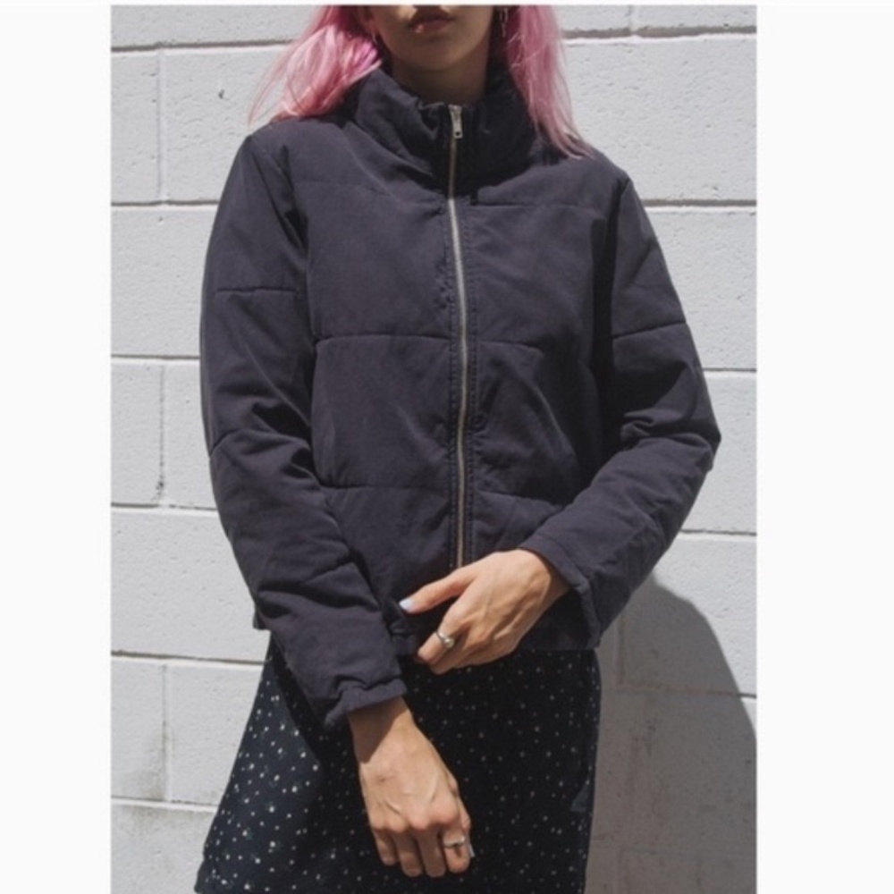 Brandy Melville John Galt Navy Cropped Puffer Jacket